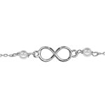 Bracelet en argent rhodi� cha�ne avec au milieu symbole infini entour� de 2 perles blanches synth�tiques ...