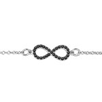 Bracelet en argent rhodi chane avec petit symbole infini orn d'oxydes noirs au milieu - longueur 16cm ...