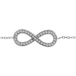 Bracelet en argent rhodié chaîne avec symbole infini orné d'oxydes blancs au milieu - longueur 16, 5cm ... Bracelet en argent rhodié chaîne avec symbole infini orné d'oxydes blancs au milieu - longueur 16, 5cm ...