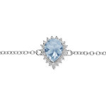 Bracelet en argent rhodié chaîne avec topaze bleue véritable en forme goutte 8x6 contour oxydes blancs ... Bracelet en argent rhodié chaîne avec topaze bleue véritable en forme goutte 8x6 contour oxydes blancs ...