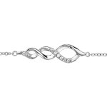 Bracelet en argent rhodi chane avec torsade lache orne d'oxydes blancs sertis au milieu - longueur ...