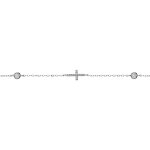 Bracelet en argent rhodi� cha�nette avec 2 oxydes blancs sertis clos et croix oxydes blancs sertis 16 ...