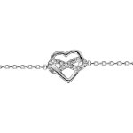 Bracelet en argent rhodié coeur et infini oxydes blancs sertis 16cm + 2cm Bracelet en argent rhodié coeur et infini oxydes blancs sertis 16cm + 2cm