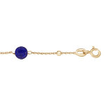 Bracelet en argent rhodié et dorure jaune chaîne avec cubes et lapis lazuli véritable 16 + 3cm Bracelet en argent rhodié et dorure jaune chaîne avec cubes et lapis lazuli véritable 16 + 3cm