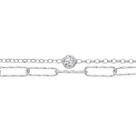 Bracelet en argent rhodi� double cha�ne mailles rectangulaires et maille fine 16 + 3cm