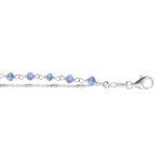 Bracelet en argent rhodi� double cha�ne perles bleues 16cm + 3cm