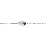 Bracelet en argent rhodi enfant coccinelle rose - 16cm rglable 14