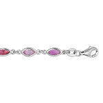 Bracelet en argent rhodi pour enfant navette avec oxydes dgrads de rose 14 + 2cm