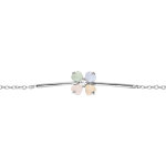 Bracelet en argent rhodi� forme cha�ne avec fleur en verre opaque pastel 16 + 2cm