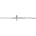 Bracelet en argent rhodi� grain de caf� avec croix plate lisse - 17cm