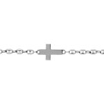 Bracelet en argent rhodi� grain de caf� avec croix plate lisse - 19cm