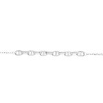 Bracelet en argent rhodi� grain de caf� avec oxydes blancs sertis - 16 + 3cm