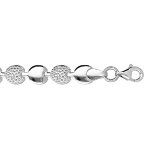 Bracelet en argent rhodi maille fantaisie lisse et granuleuse 18cm