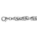 Bracelet en argent rhodi maille fantaisie petits cercles emmaills - longueur 19cm