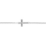 Bracelet en argent rhodié maille forcat avec croix plate lisse diamanté etoilée - 18cm Bracelet en argent rhodié maille forcat avec croix plate lisse diamanté etoilée - 18cm