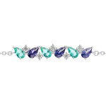 Bracelet en argent rhodi� navettes bleues et blanches - 16 + 2cm