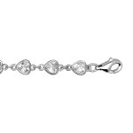 Bracelet en argent rhodi navettes forme de coeurs avec oxydes blancs sertis 16 + 3cm