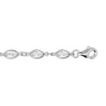 Bracelet en argent rhodi navettes avec oxydes blancs sertis 16 + 3cm