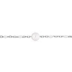 Bracelet en argent rhodi� cha�ne avec perles blanches et pierre de lune v�ritable 16 + 3cm