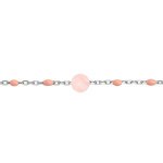 Bracelet en argent rhodié chaîne avec perles roses et quartz rose véritable 16 + 3cm Bracelet en argent rhodié chaîne avec perles roses et quartz rose véritable 16 + 3cm