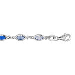 Bracelet en argent rhodi avec oxydes dgrads de bleu et blancs en forme de navette longueur 16 + 3cm ...
