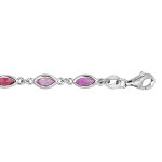 Bracelet en argent rhodi avec oxydes dgrads de roses en forme de navette longueur 16 + 3cm
