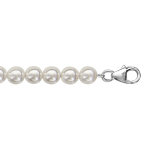 Bracelet en argent rhodi et perles swarovski blanches de 5mm - longueur 18cm + 3cm de rallonge