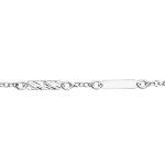 Bracelet en argent rhodi� avec plaquettes rectangulaires diamant�es 16 + 2, 5cm