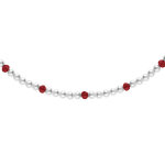 Bracelet en argent rhodié rangée perles 3mm blanche de synthèse et perles rouges longueur 38 + 4cm Bracelet en argent rhodié rangée perles 3mm blanche de synthèse et perles rouges longueur 38 + 4cm