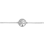 Bracelet en argent rhodi� rondelle arbre de vie ajour� 16cm + 3cm