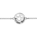 Bracelet en argent rhodi� rondelle  je t'aime maman  3 coeurs �vid�s 16cm + 3cm
