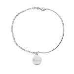 Bracelet en argent rhodi semi rigide et chanette rglable avec mdaille  graver