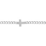 Bracelet en argent satin� maille gourmette 4mm croix plate lisse - 18cm