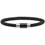 Bracelet pour charms homme grand mod�le en acier noir fermoir aimant� et viss� - longueur 23 cm
