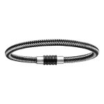 Bracelet pour charms homme grand mod�le en acier noir et gris fermoir aimant� et viss� - longueur 18 ...