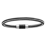 Bracelet pour charms homme grand mod�le en acier noir et gris fermoir aimant� et viss� - longueur 21 ...
