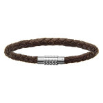 Bracelet pour charms homme grand modle en cuir marron fermoir aimant et viss - longueur 19, 5 cm