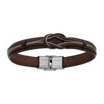 Bracelet en cuir marron avec petit câble en acier formant un noeud - longueur 20cm Bracelet en cuir marron avec petit câble en acier formant un noeud - longueur 20cm