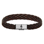 Bracelet en cuir marron tressage large - longueur 20, 5cm réglable Bracelet en cuir marron tressage large - longueur 20, 5cm réglable