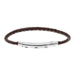 Bracelet en cuir marron tressé pour charms médium homme et fermoir télescopique longueur 18cm - réglable ... Bracelet en cuir marron tressé pour charms médium homme et fermoir télescopique longueur 18cm - réglable ...