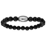 Bracelet élastique perles avec ballon de rugby à graver Bracelet élastique perles avec ballon de rugby à graver