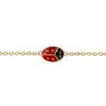 Bracelet pour enfant en plaqu or avec petite coccinelle - longueur 14cm + 2cm de rallonge