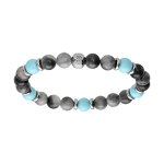 Bracelet extensible en acier perles howlite et jade vritable avec perles couleur turquoise
