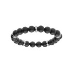 Bracelet homme extensible boules onyx imitation rondelles acier 60mm