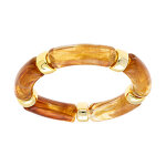 Bracelet extensible couleur ambre miel � anneaux dor�s