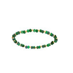 Bracelet extensible de jade et agate vert vritables et boules acier dor facet