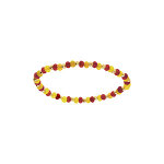 Bracelet extensible de jade jaune d'agate orange vritables et boules d'acier dor