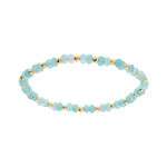 Bracelet extensible jade bleue v�ritable et boules en acier dor�