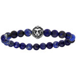 Bracelet extensible en perles de lapis lazuli véritable et tête de lion Bracelet extensible en perles de lapis lazuli véritable et tête de lion