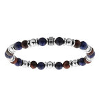 Bracelet extensible avec perles oeil de tigre rouge et lapis lazuli véritable diamètre 60mm Bracelet extensible avec perles oeil de tigre rouge et lapis lazuli véritable diamètre 60mm